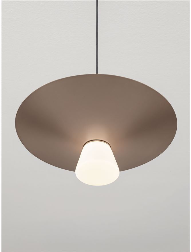 BAR Nut Brown Metal & Opal Glass Large LED Pendant - ID 14506