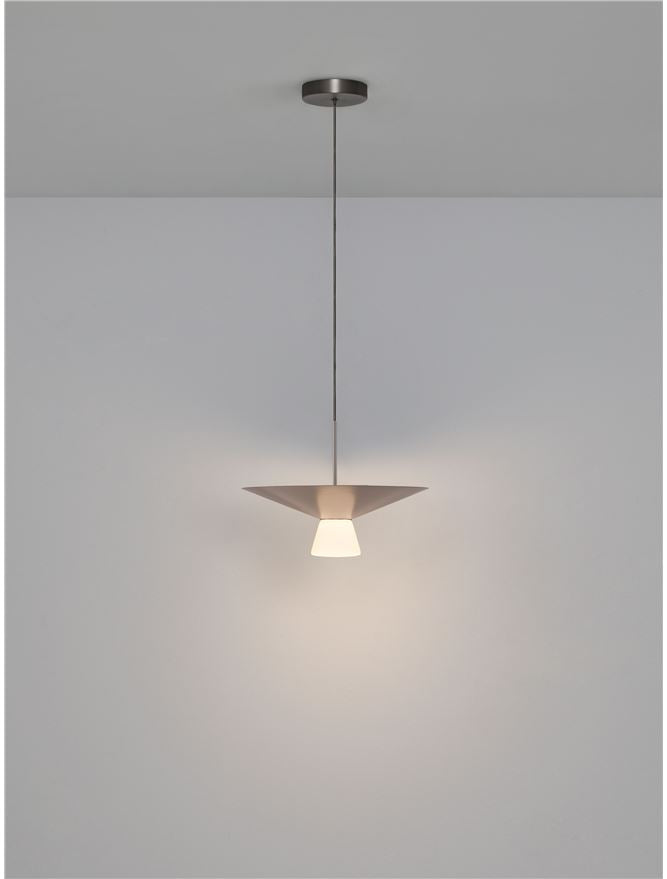 BAR Nut Brown Metal & Opal Glass Large LED Pendant - ID 14506