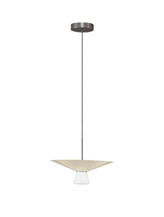 BAR White Tea Metal & Opal Glass Large LED Pendant - ID 14507
