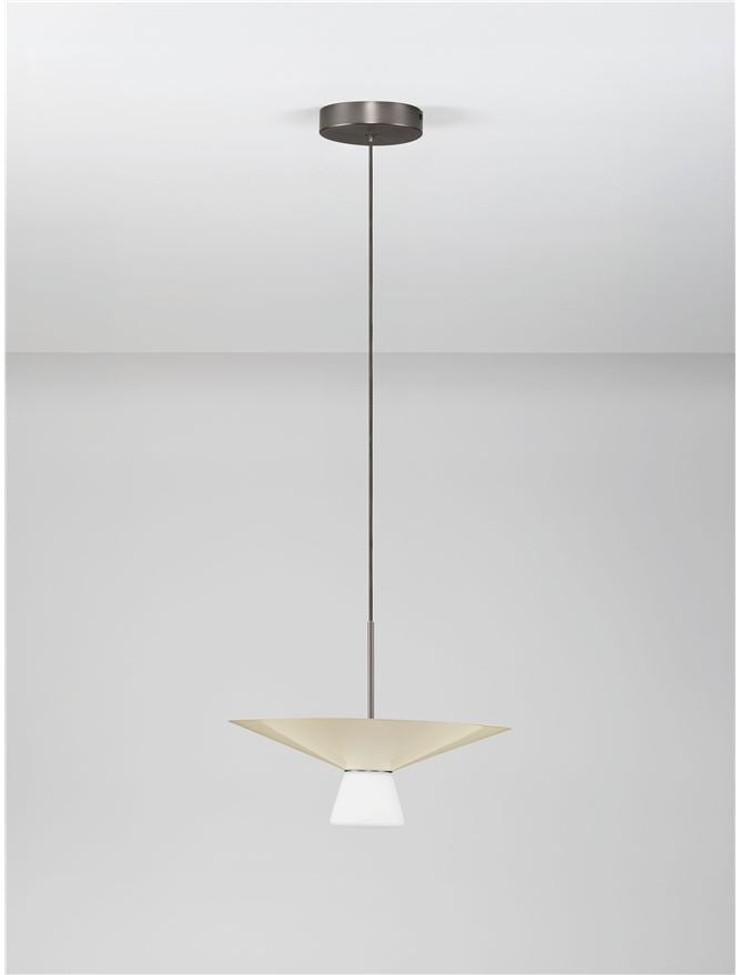 BAR White Tea Metal & Opal Glass Large LED Pendant - ID 14507