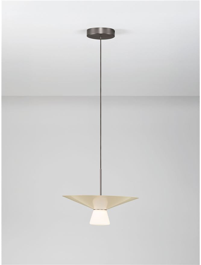 BAR White Tea Metal & Opal Glass Large LED Pendant - ID 14507