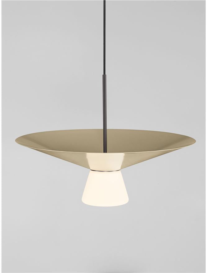 BAR White Tea Metal & Opal Glass Large LED Pendant - ID 14507