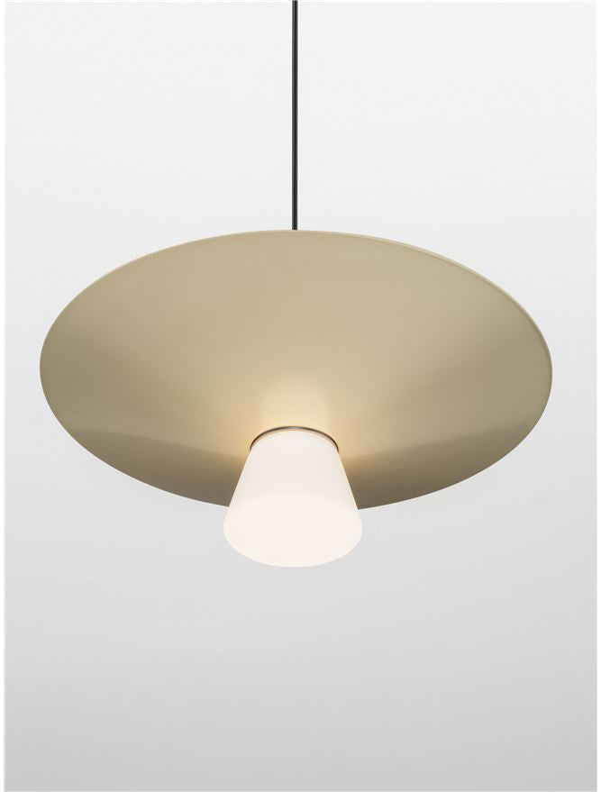 BAR White Tea Metal & Opal Glass Large LED Pendant - ID 14507
