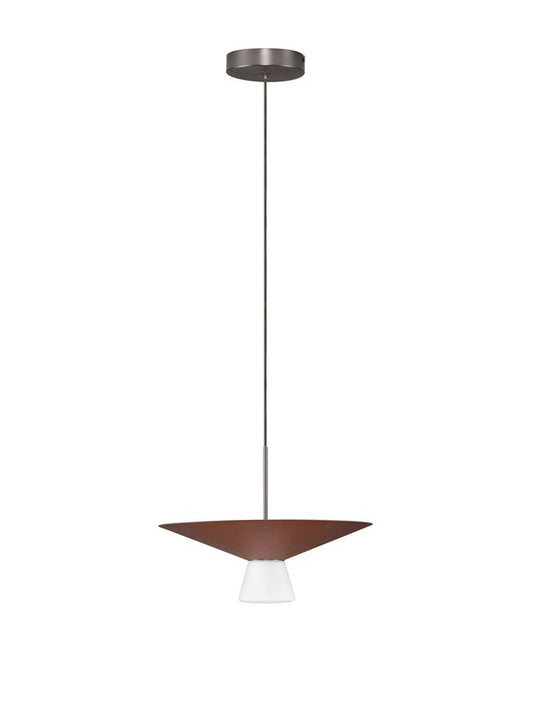 BAR Rust Brown Metal & Opal Glass Large LED Pendant - ID 14508