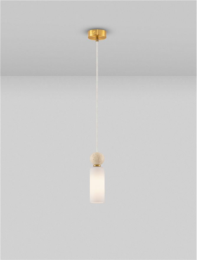 FIL Neutral Stone Travertine & Opal Glass Pendant - ID 14126