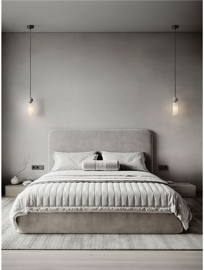 FIL Grey Stone Travertine & Opal Glass Pendant - ID 14127