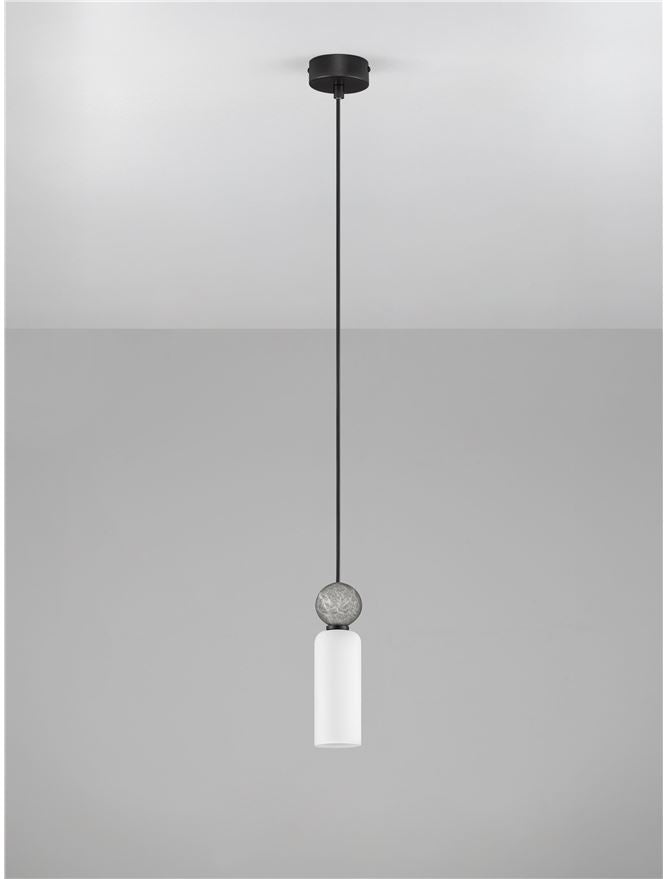 FIL Grey Stone Travertine & Opal Glass Pendant - ID 14127