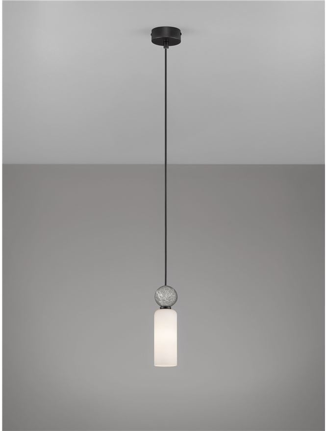 FIL Grey Stone Travertine & Opal Glass Pendant - ID 14127