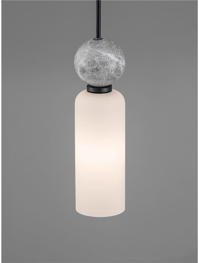 FIL Grey Stone Travertine & Opal Glass Pendant - ID 14127