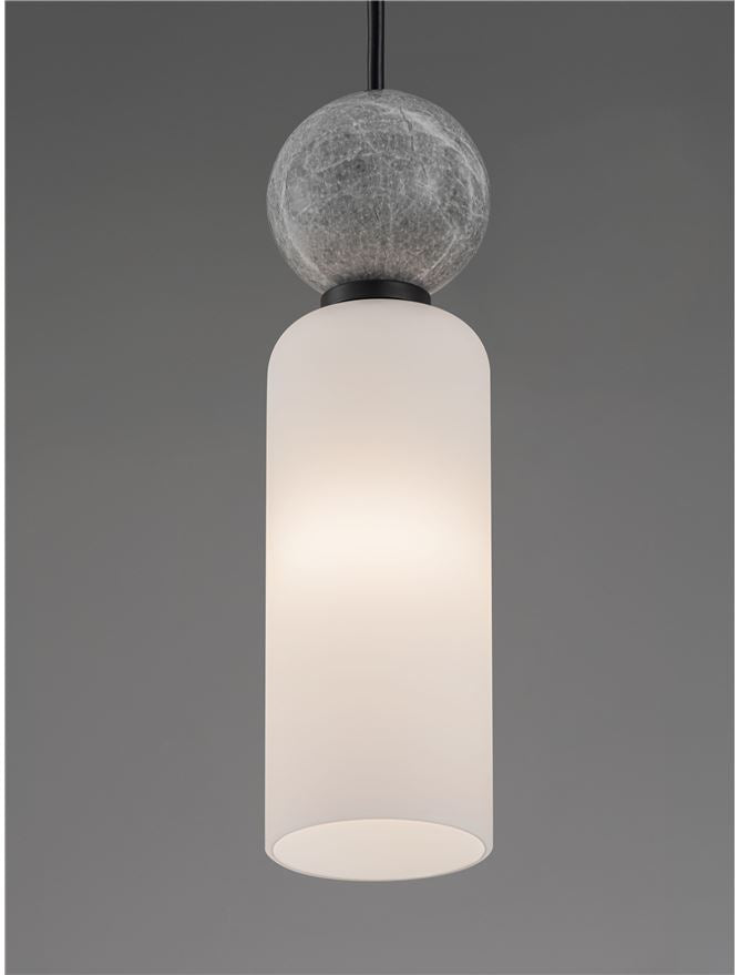 FIL Grey Stone Travertine & Opal Glass Pendant - ID 14127