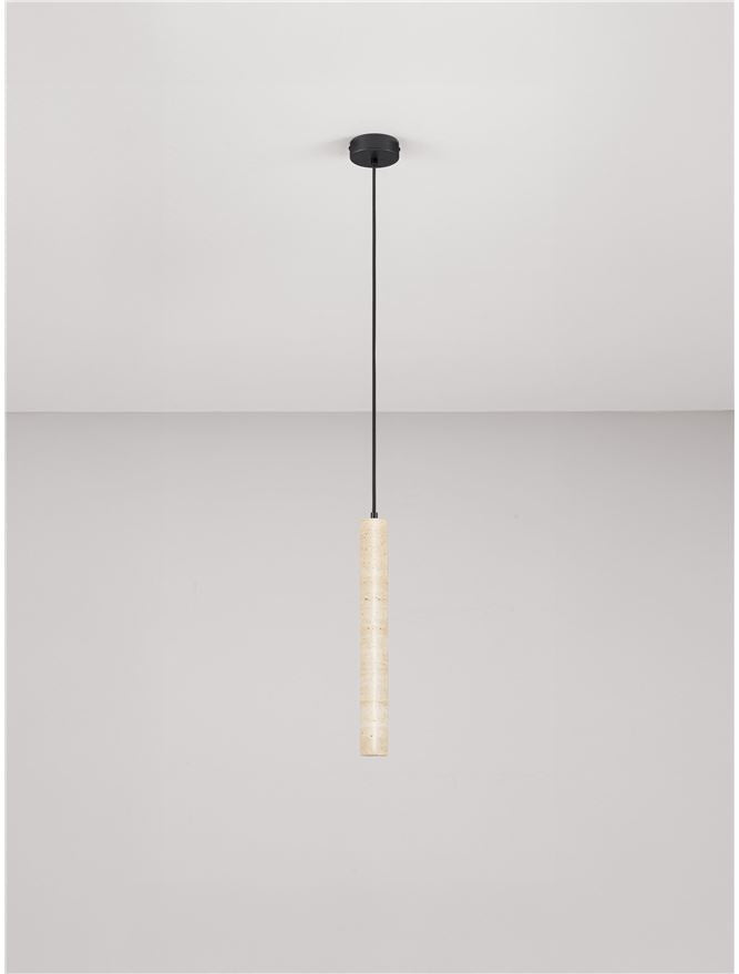 HUL Yellow Travertine & Opal Glass Short Pendant - ID 14104