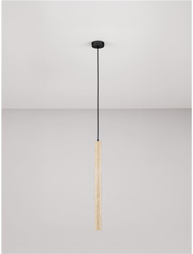 HUL Yellow Travertine & Opal Glass Long Pendant - ID 14105