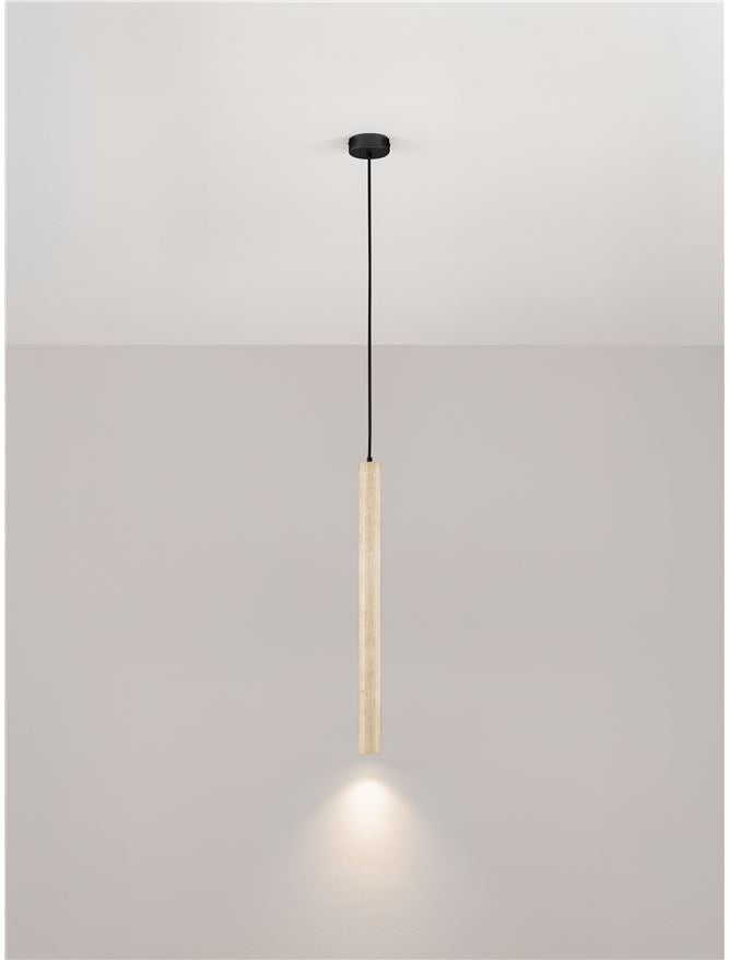 HUL Yellow Travertine & Opal Glass Long Pendant - ID 14105