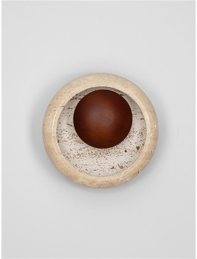 TAV Yellow Travertine & Wood Offset Wall Light - ID 14109