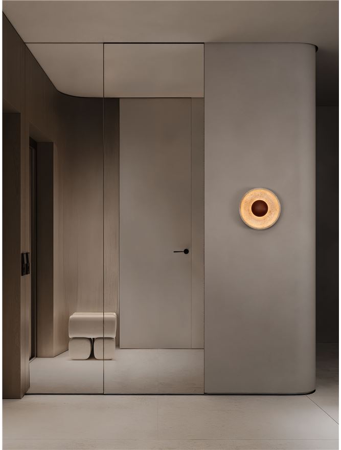 TAV Yellow Travertine & Wood Wall Light - ID 14110