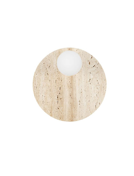 OVE Yellow Travertine & Opal Glass Round Wall Light - ID 14102