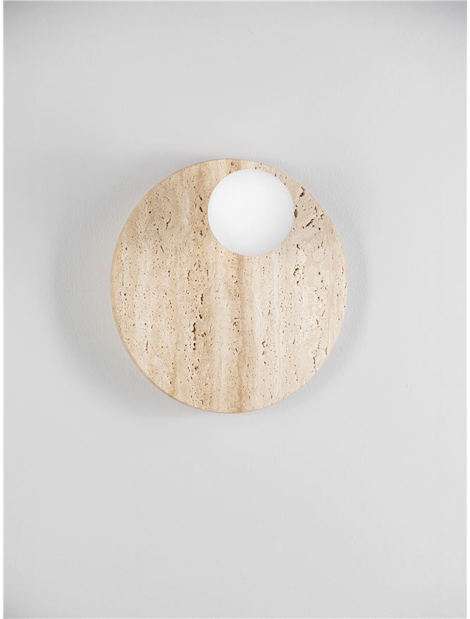 OVE Yellow Travertine & Opal Glass Round Wall Light - ID 14102