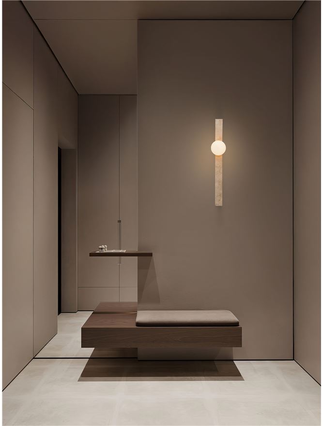 OVE Yellow Travertine & Opal Glass Long Wall Light - ID 14103