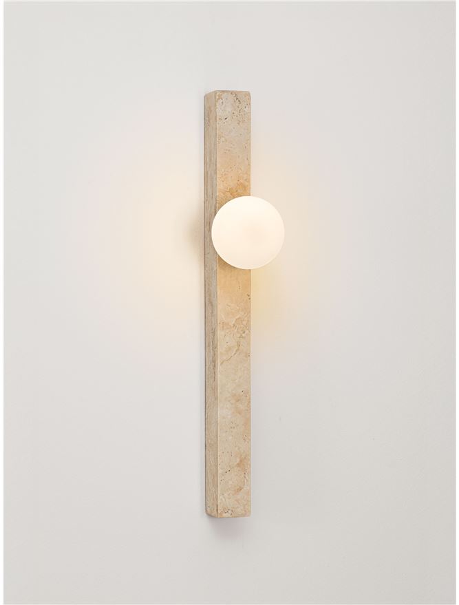 OVE Yellow Travertine & Opal Glass Long Wall Light - ID 14103