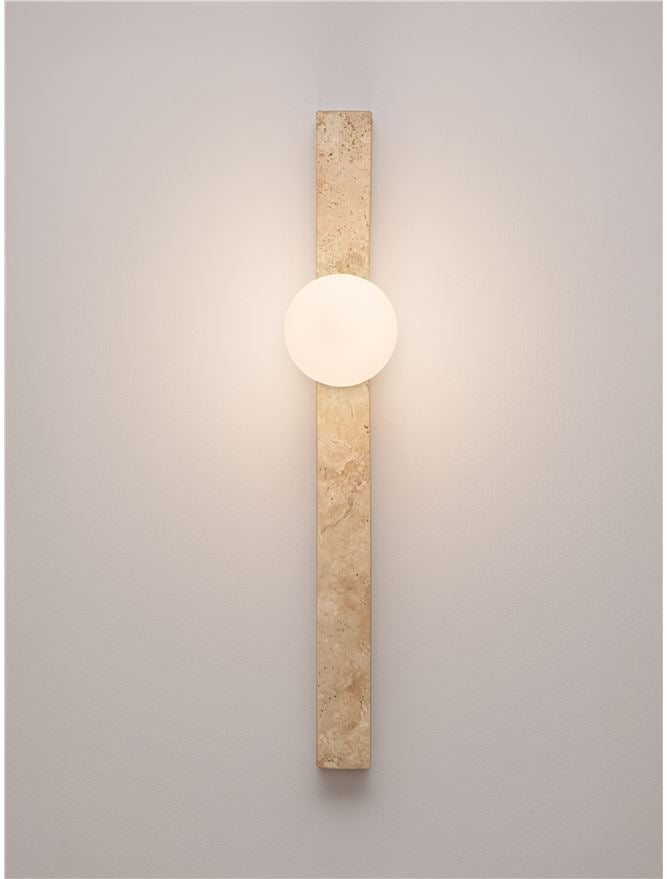 OVE Yellow Travertine & Opal Glass Long Wall Light - ID 14103