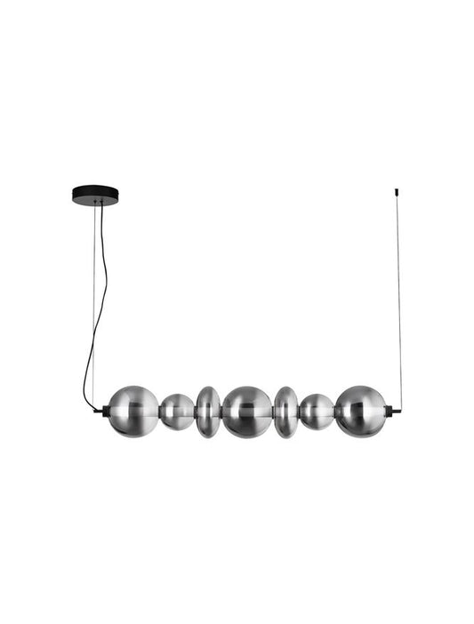 BAL Matt Black Metal & Smoky Grey Glass Globule Bar Pendant - ID 14162