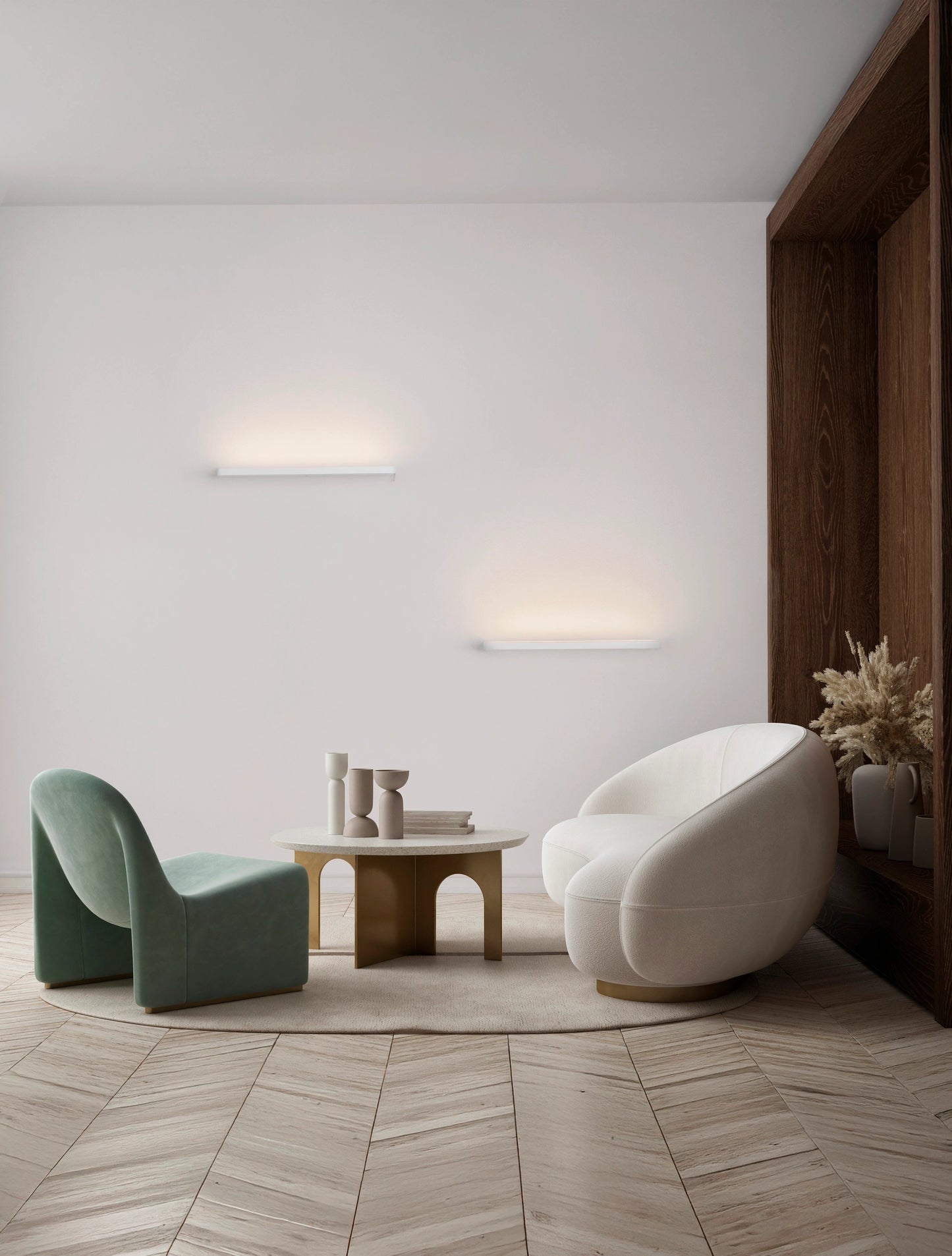 ALO Sandy White Sleek Decorative Wall Light With Gully Detail - ID 14822
