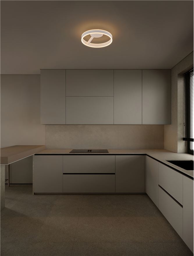 BIA Sandy White Dual LED Small 40cm Ring Semi-Flush - ID 14406