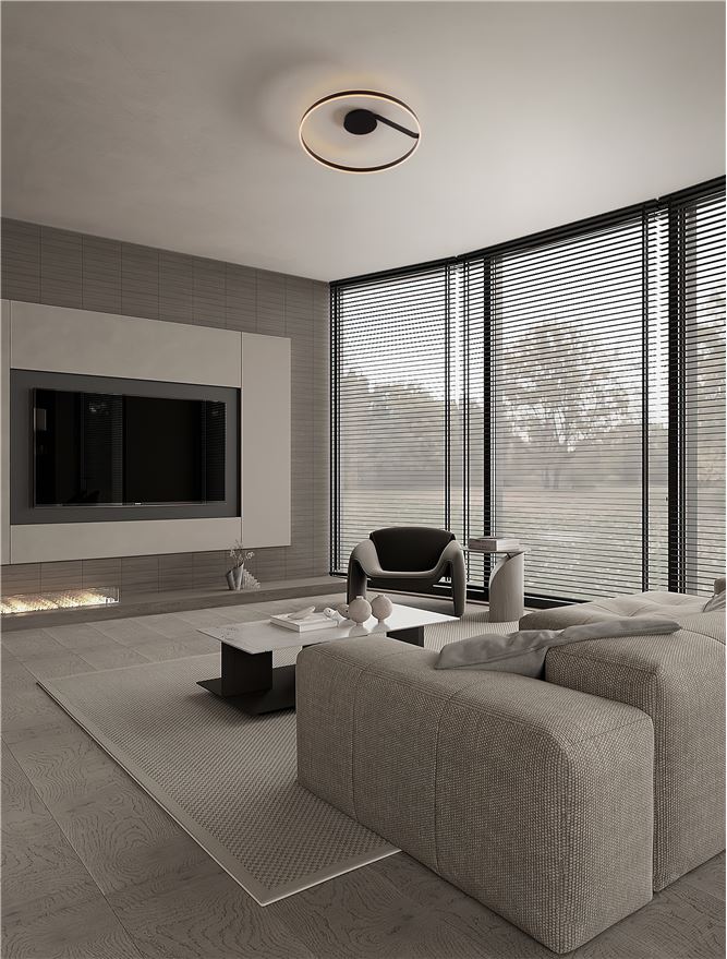 BIA Sandy Black Dual LED Medium 80cm Ring Semi-Flush - ID 14563