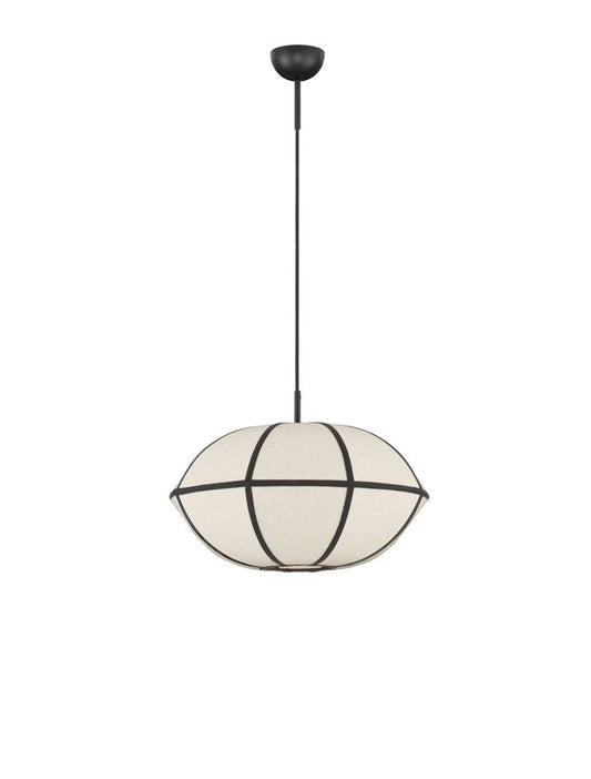 BRE Natural Linen & Black Metal Small Pendant - ID 14540