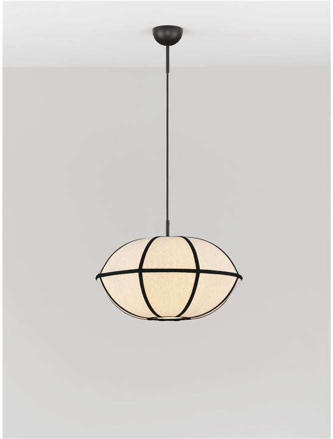 BRE Natural Linen & Black Metal Small Pendant - ID 14540