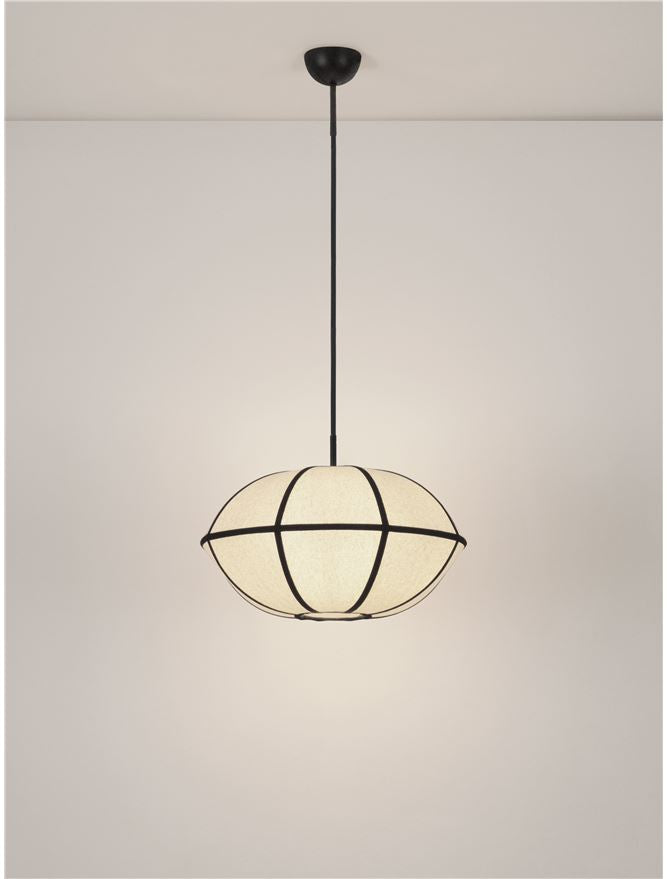 BRE Natural Linen & Black Metal Small Pendant - ID 14540