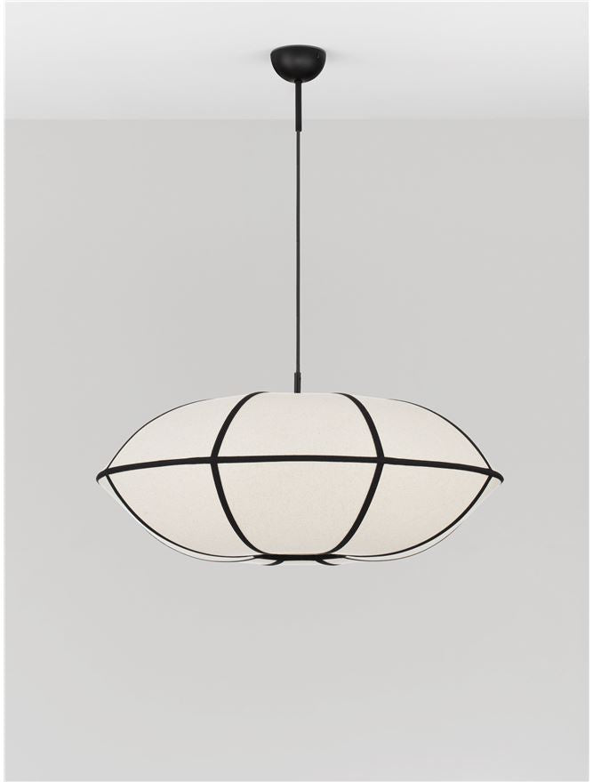 BRE Natural Linen & Black Metal Large Pendant - ID 14539