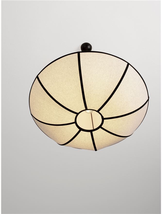 BRE Natural Linen & Black Metal Large Pendant - ID 14539