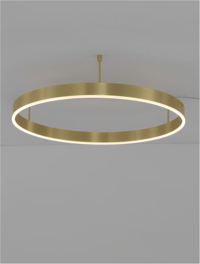 MOT Dimmable Brass Gold Aluminium & Acrylic Ring Semi Flush Medium - ID 12541