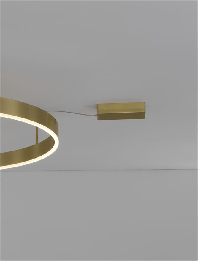 MOT Dimmable Brass Gold Aluminium & Acrylic Ring Semi Flush Medium - ID 12541