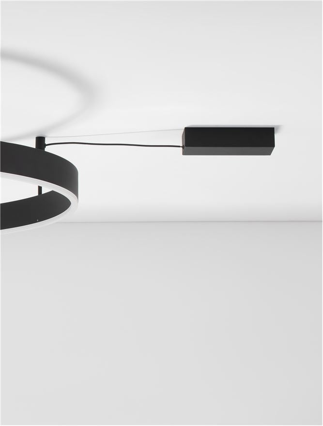 MOT Dimmable Sandy Black Aluminium & Acrylic Ring Semi Flush Medium - ID 12538