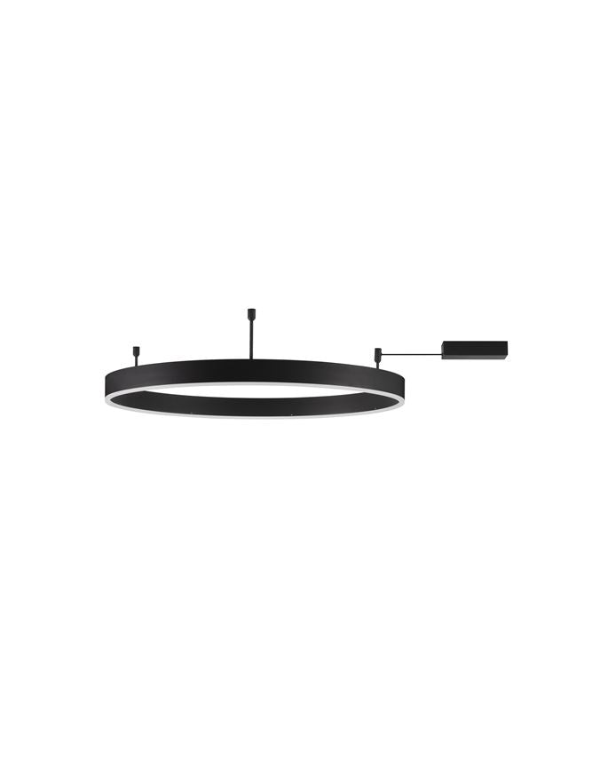 MOT Dimmable Sandy Black Aluminium & Acrylic Ring Semi Flush Medium - ID 12538