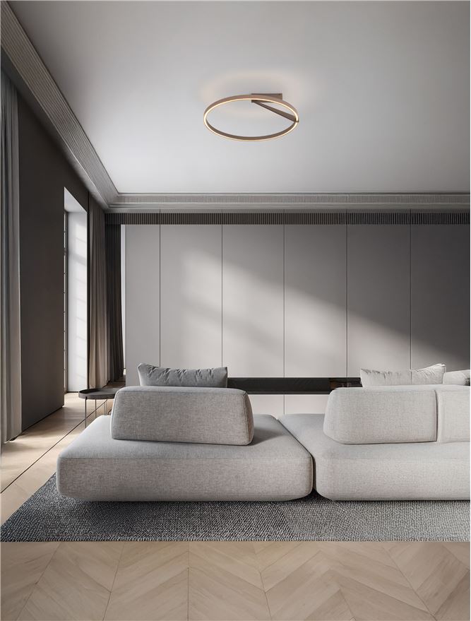 TIL Moca Coffee & Aluminium LED Semi-Flush Ceiling Light - ID 14471