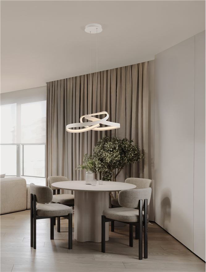 OLI Sandy White Twisted Ring LED Pendant - ID 14400