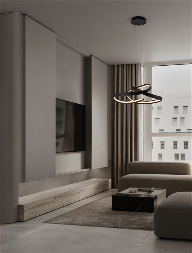 OLI Sandy Black Twisted Ring LED Pendant - ID 14401