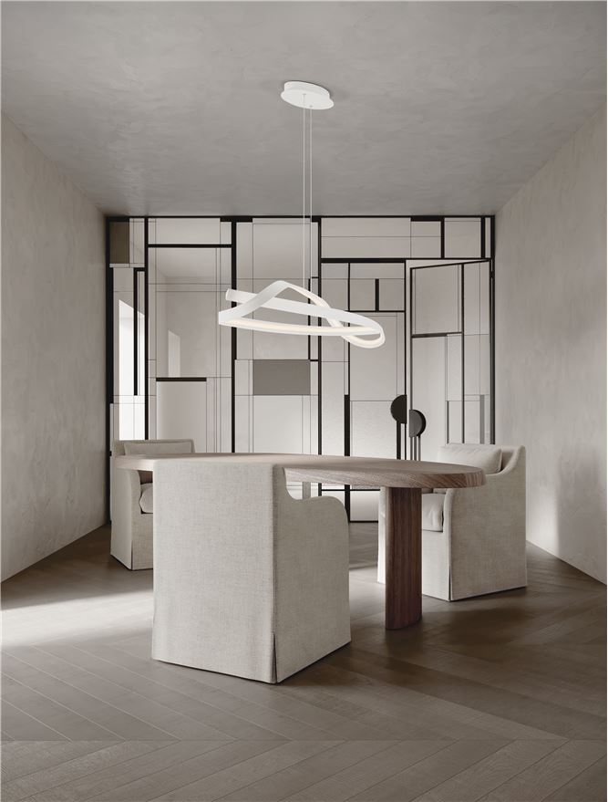 OLI Sandy White Twisted Ring LED Linear Pendant - ID 14403