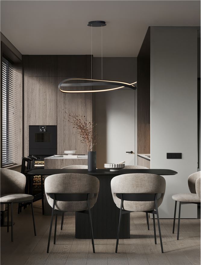 OLI Sandy Black Twisted Ring LED Linear Pendant - ID 14404