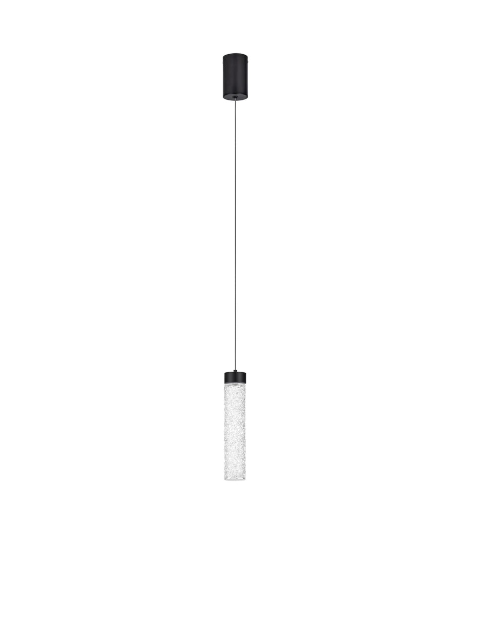 LON Matt Black & Clear Textured Glass LED Pendant - ID 15115
