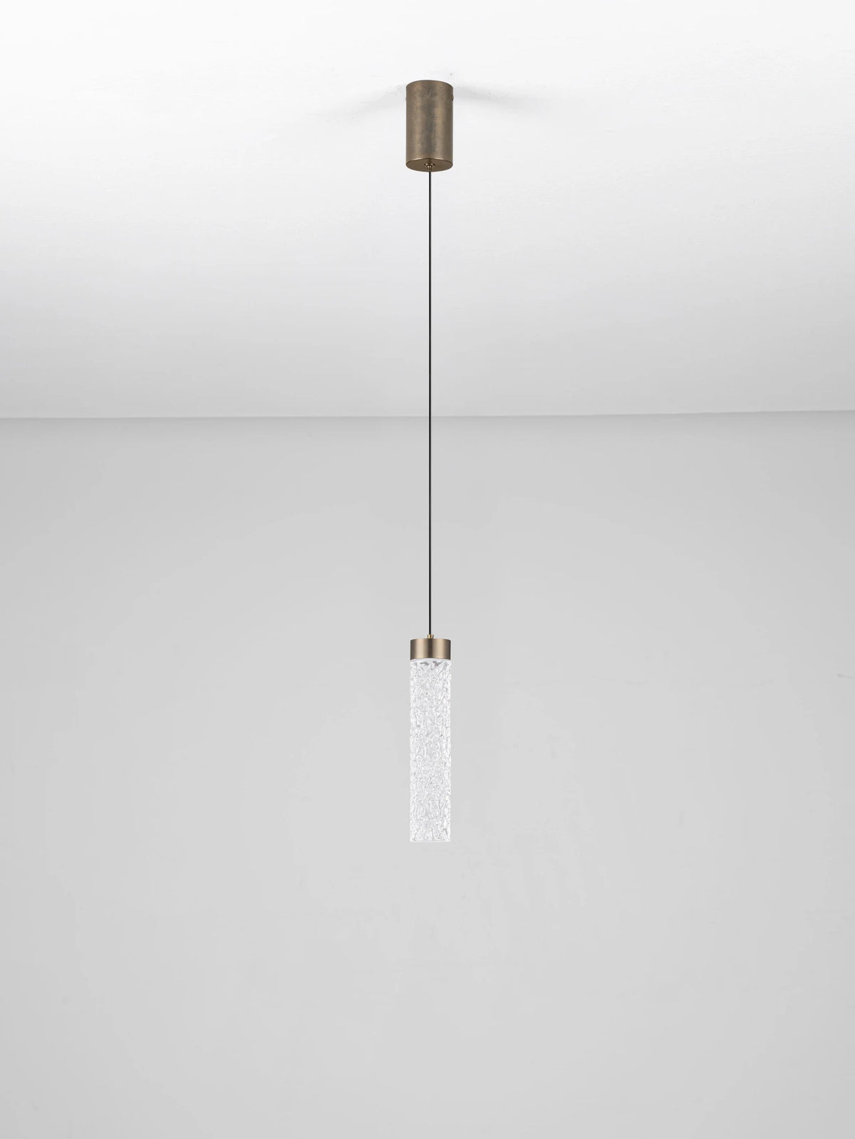 LON Antique Brass & Clear Textured Glass LED Pendant - ID 15117