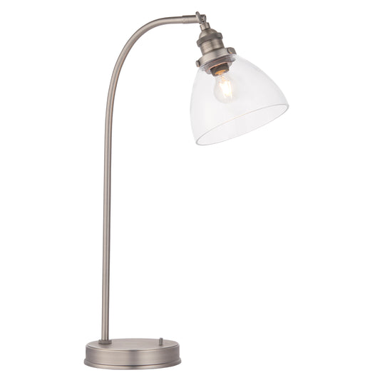 HAN Brushed Silver Table Lamp with Clear Glass Shade - ID 13012