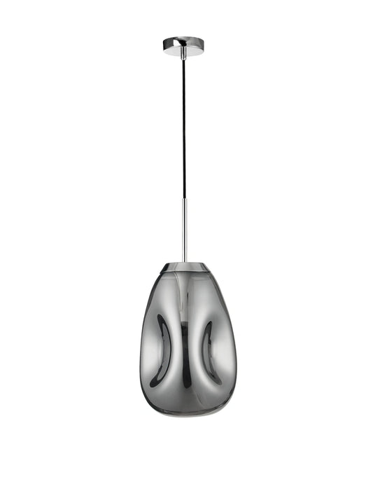 VAL Chrome Finish Dimpled Lozenge Single Pendant - ID 14806