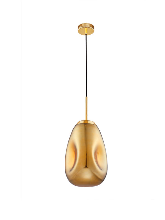 VAL Gold Finish Dimpled Lozenge Single Pendant - ID 14808