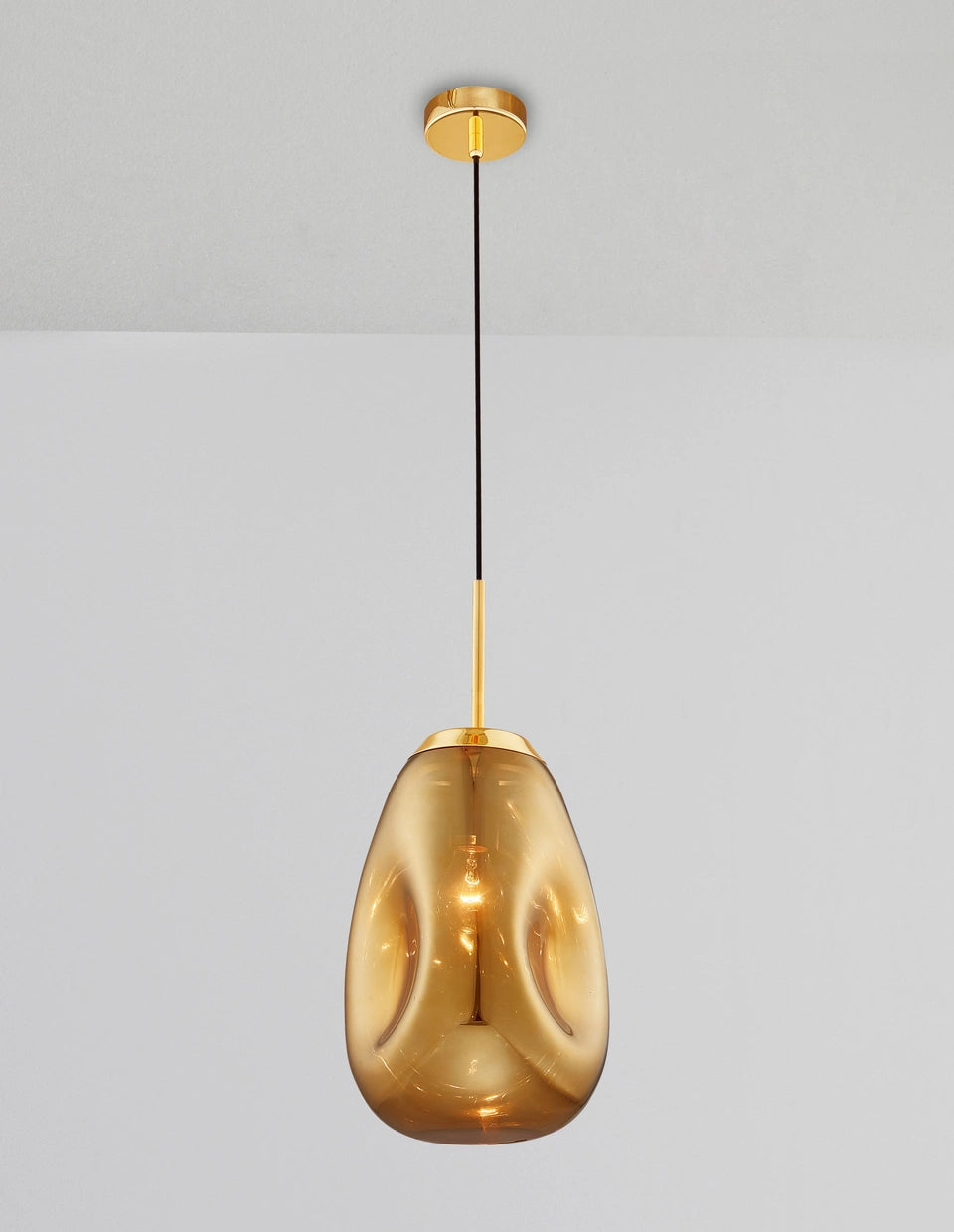 VAL Gold Finish Dimpled Lozenge Single Pendant - ID 14808