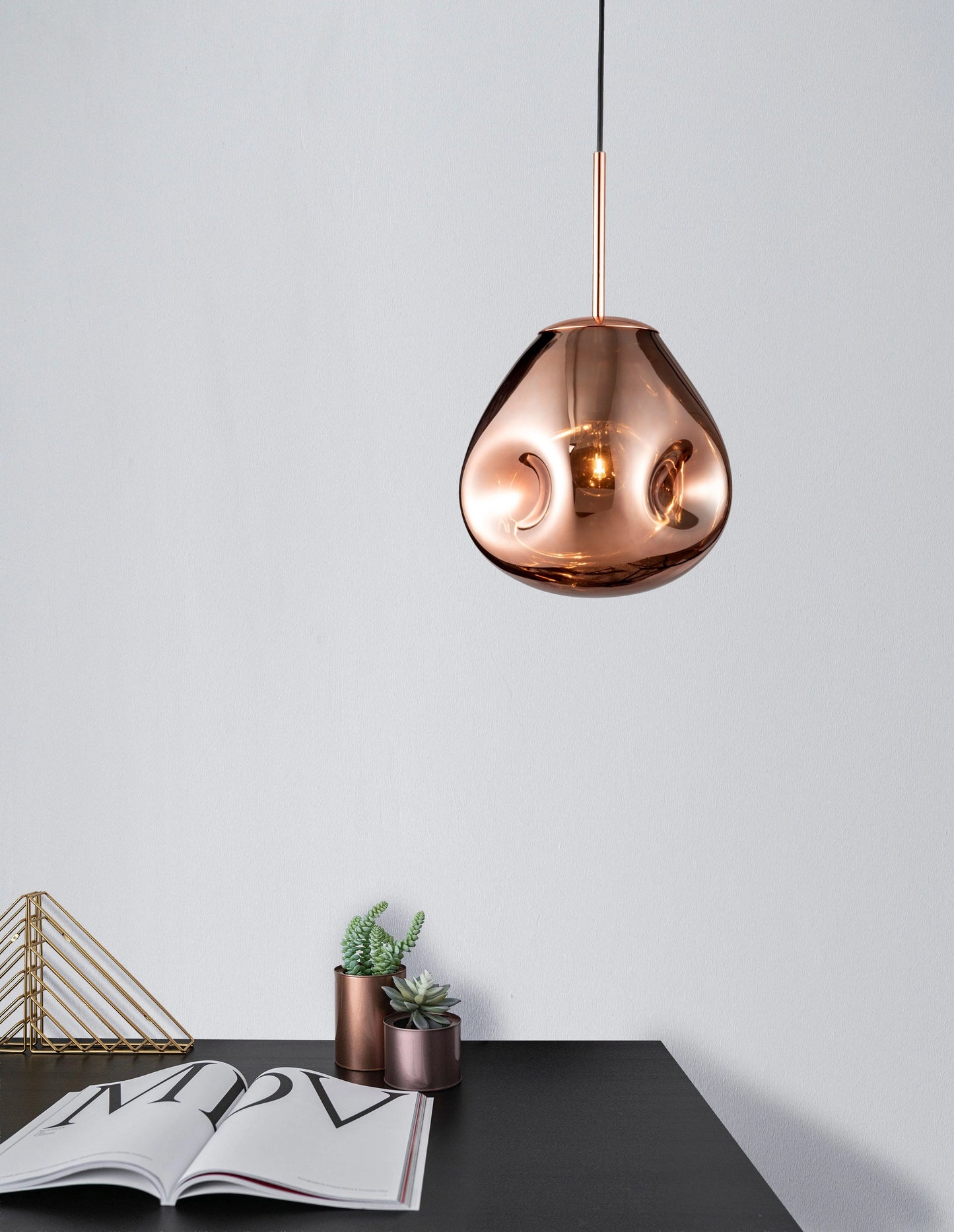VAL Copper Finish Dimpled Single Pendant - ID 14804