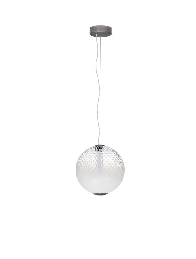 AOR Textured Opal Glass and Brushed Grey Metal Sphere Pendant - ID 14123